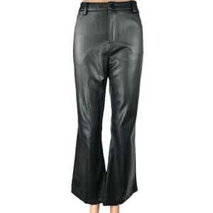 Pacsun Women's Black Faux Leather Flared Bootcut Mid Rise Trousers Pants Size M